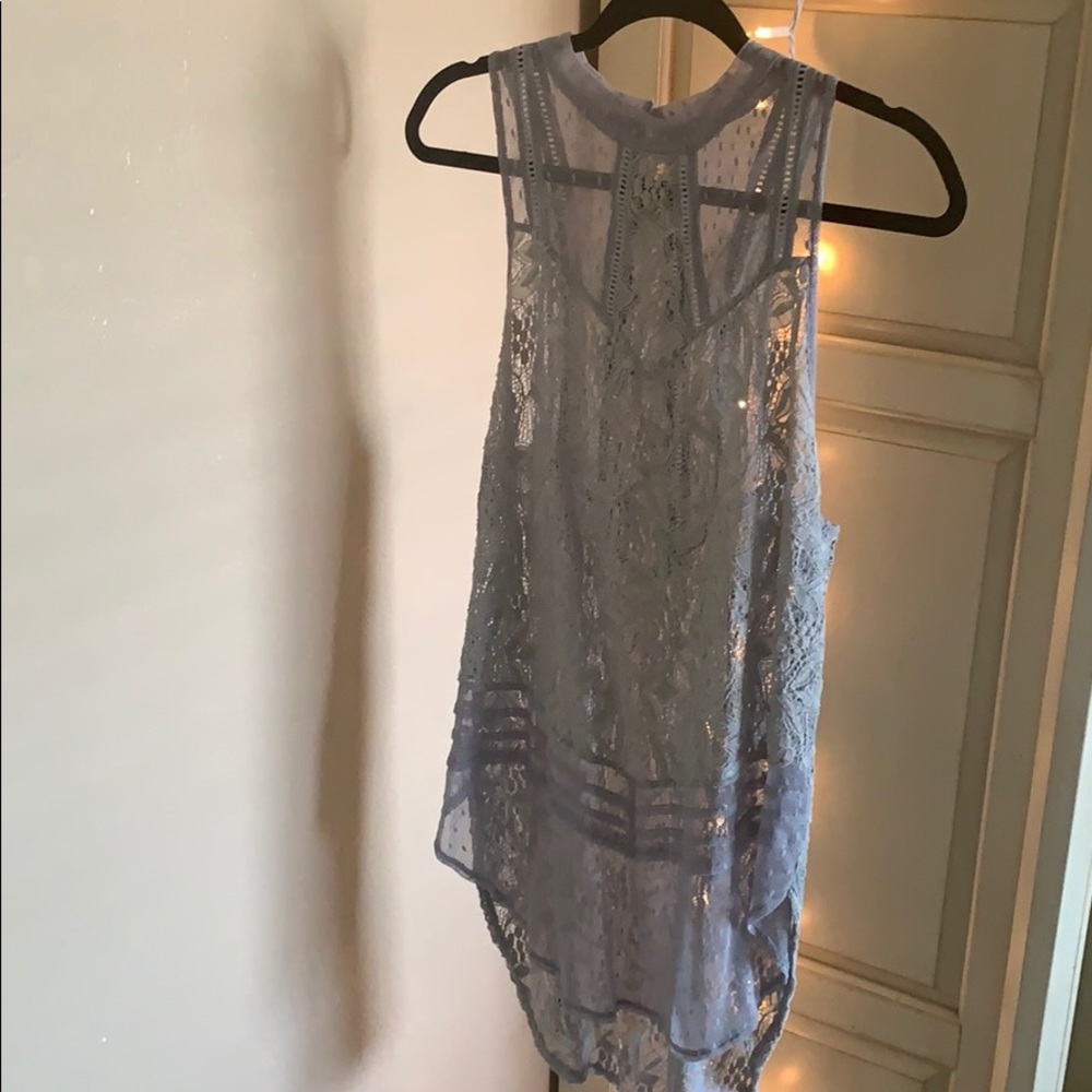Soft Blue Lace High/Low Sleeveless